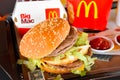 Large McDonalds Cheeseburger French Fries and Coke Royalty Free Stock Photo